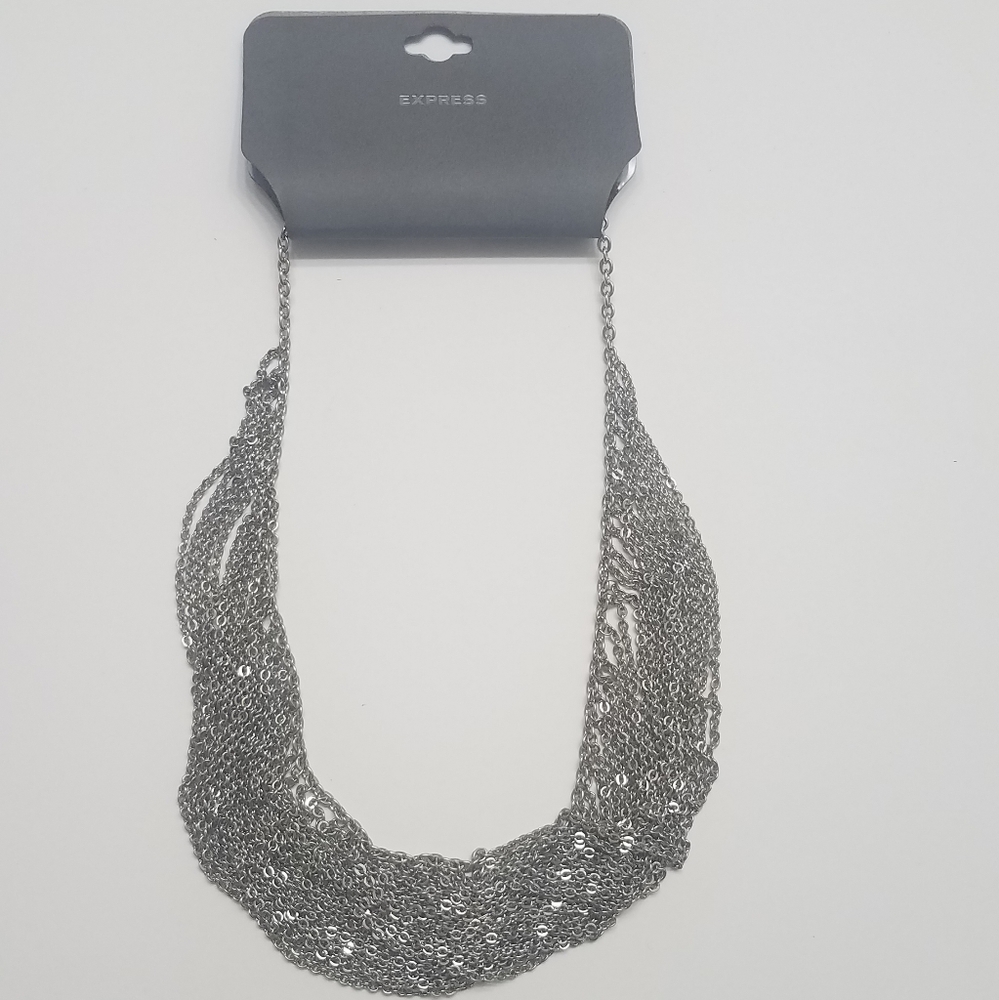 Express Silvertone Multi-row Necklace